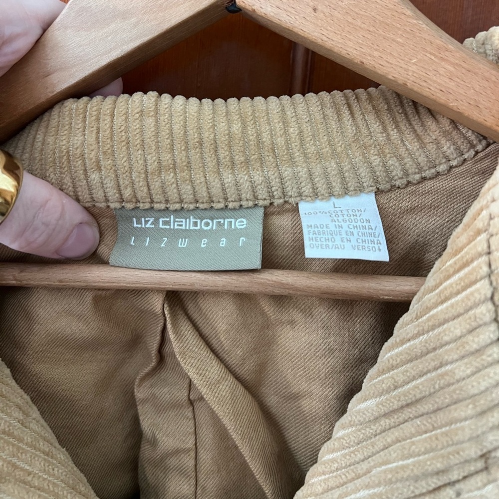 Vintage Liz Claiborne Lizwear Camel Corduroy Chore Jacket Large Oversized - Picture 3 of 11